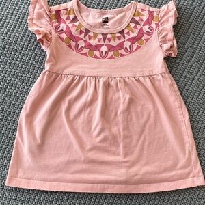 Tea Collection Pink Dress with Geometric Pattern